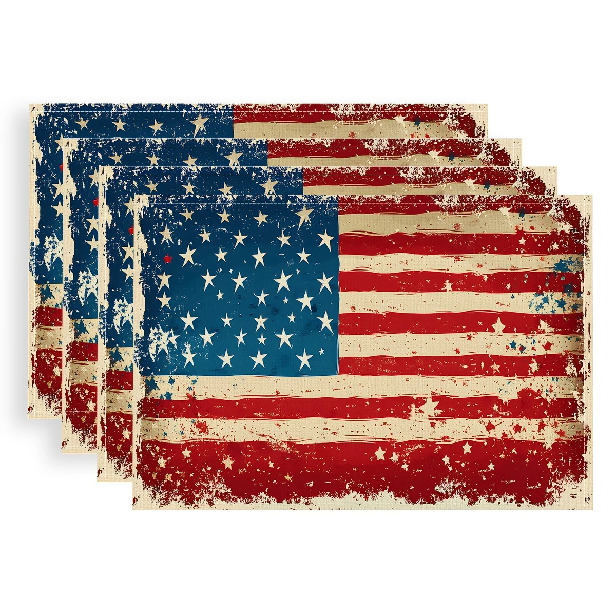 Transfronterizos lino almohadilla de mesa Aliexpress TEMU Amazon almohadilla de mesa cuadrada búfalo rojo almohadilla de Navidad Día de la Independencia