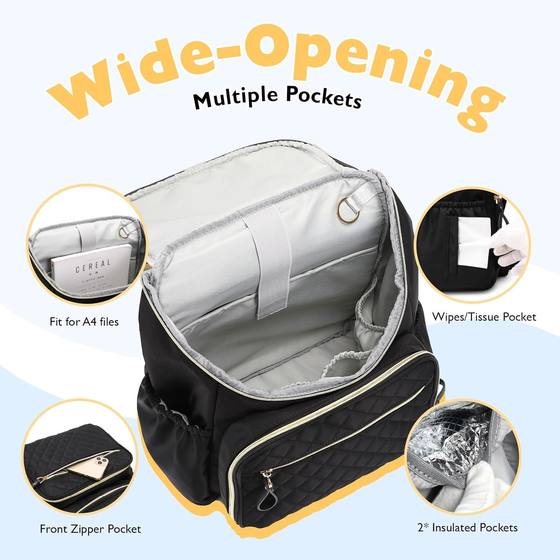 Large Capacity Diaper Bag Backpack with Storage Clip Anti-theft Pocket Waterproof Travel Backpack Mummy Backpack
