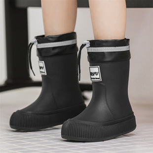 Children's Rain Boots for Boys and Girls, Special for Primary School Students to Go to School, Medium and Large Kidsren's Rain Boots Fleece-Lined Waterproof Anti-Slip Rubber Shoes and Water Shoes