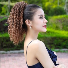 电烫螺丝卷假发马尾 绑带式抓夹爆米花烫仿真发泡面卷 假发辫蓬松