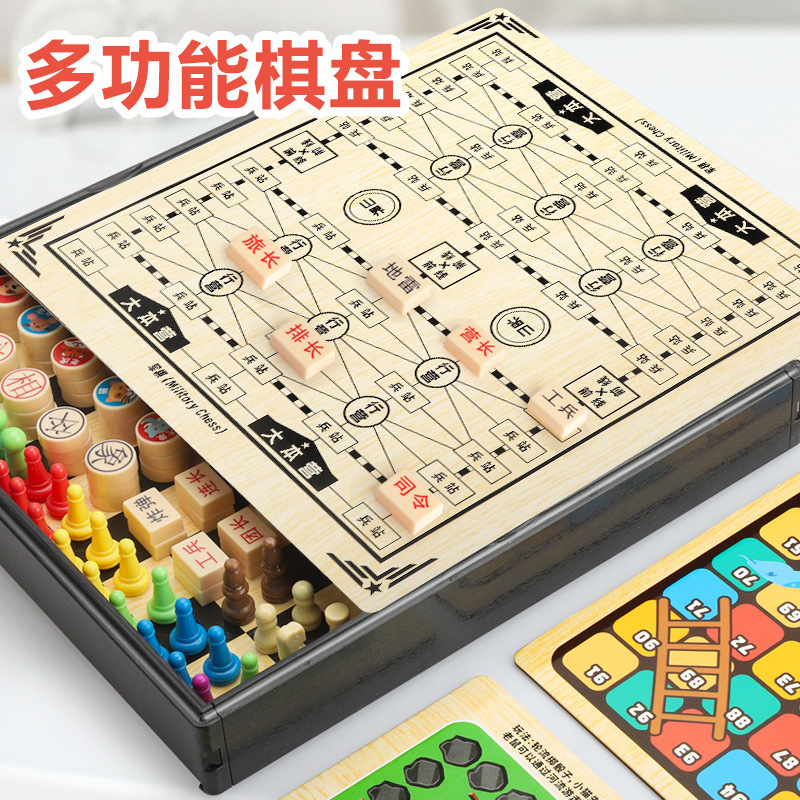 Juegos de mesa para niños, juguetes educativos, damas multifuncionales diez en uno, ajedrez volador, mesa de ajedrez de doble cara