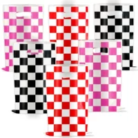 Подарочные пакеты в клетку, полиэтиленовые пакеты для подарков, 25,1×16,4 см, пачка 10 шт