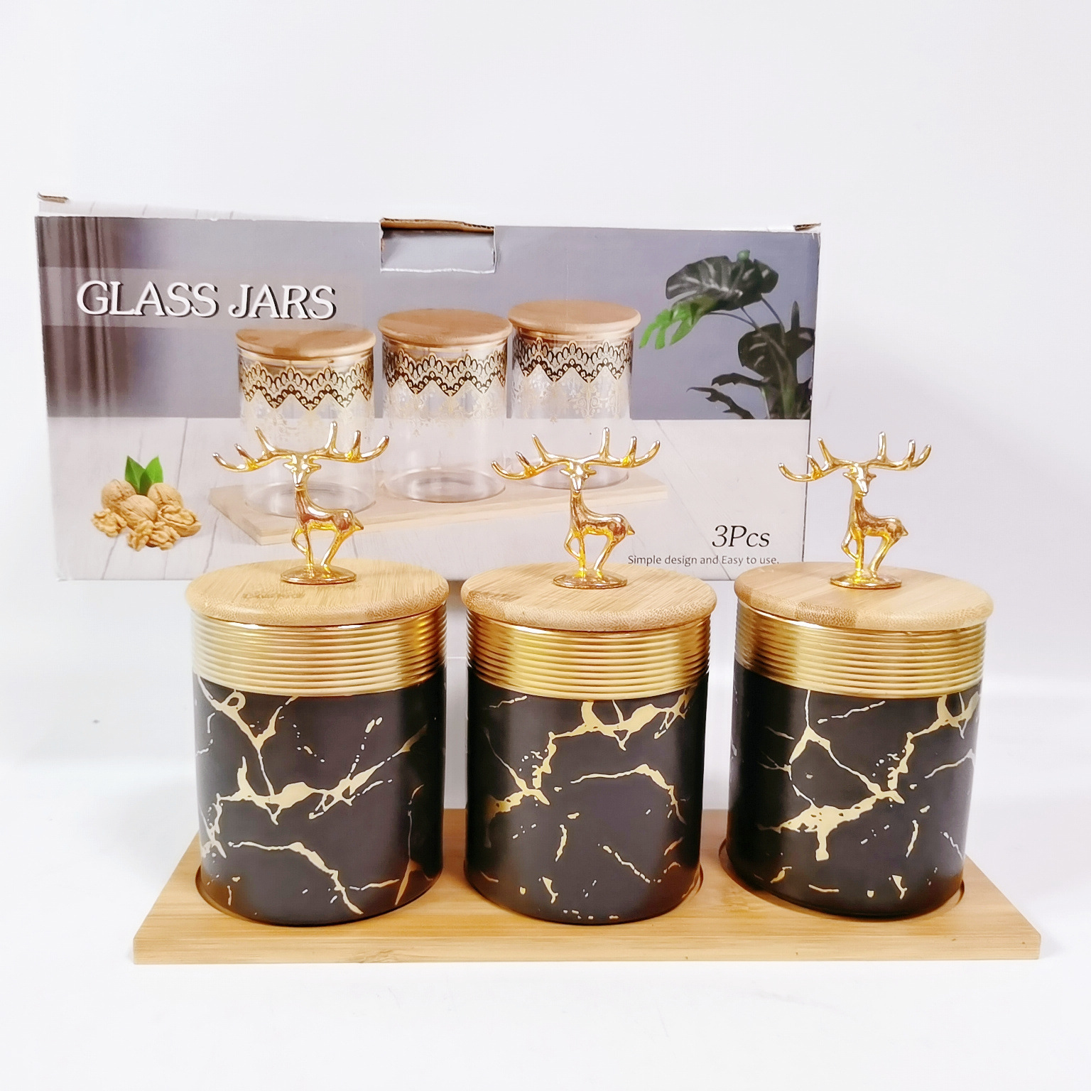 Exportación exportación saudita cerámica sellado tarro cocina multi-grano almacenamiento tarro con madera café té tarro