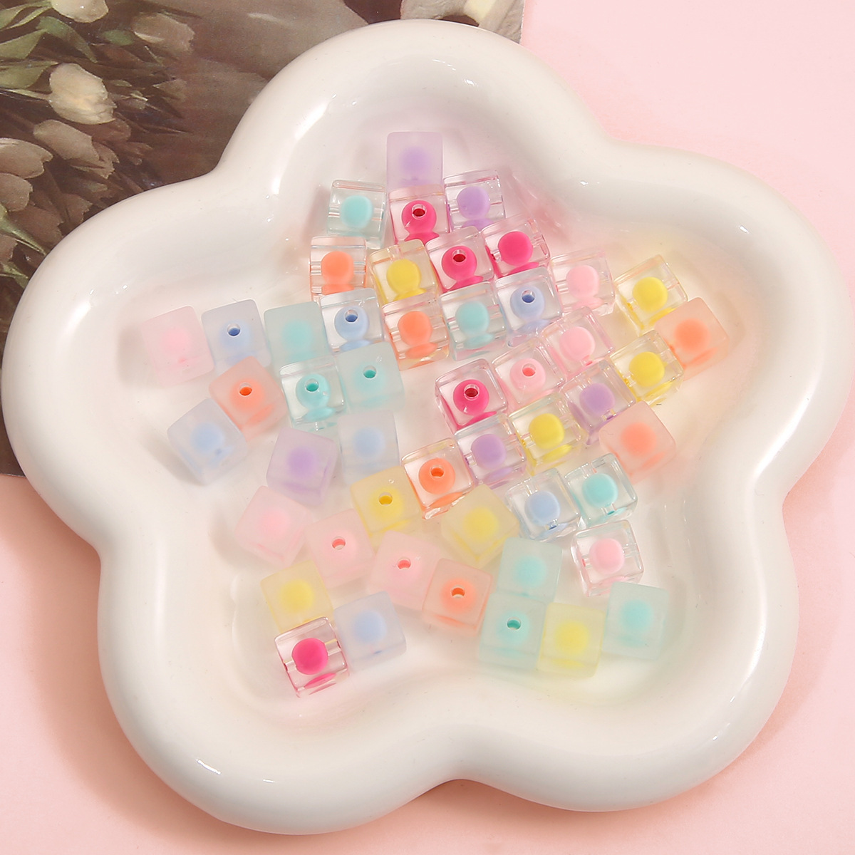 10 * 10mm Jewelry Making Size 10 PCS/Package 10 * 10mm Hole 3~3.9mm Arylic Square DIY Jewelry Accessories Beads