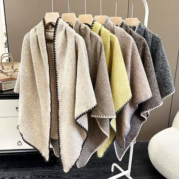 Autumn and Winter Office Warm Outer Cape New Versatile Light Luxury Fashion Triangle Scarf Shawl Scarf