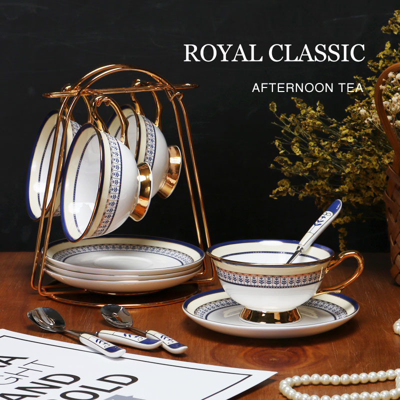 Tazas de café europeas de alta calidad, lujo ligero, sensación de alta calidad, set de té de la tarde, tazas de cerámica y platos