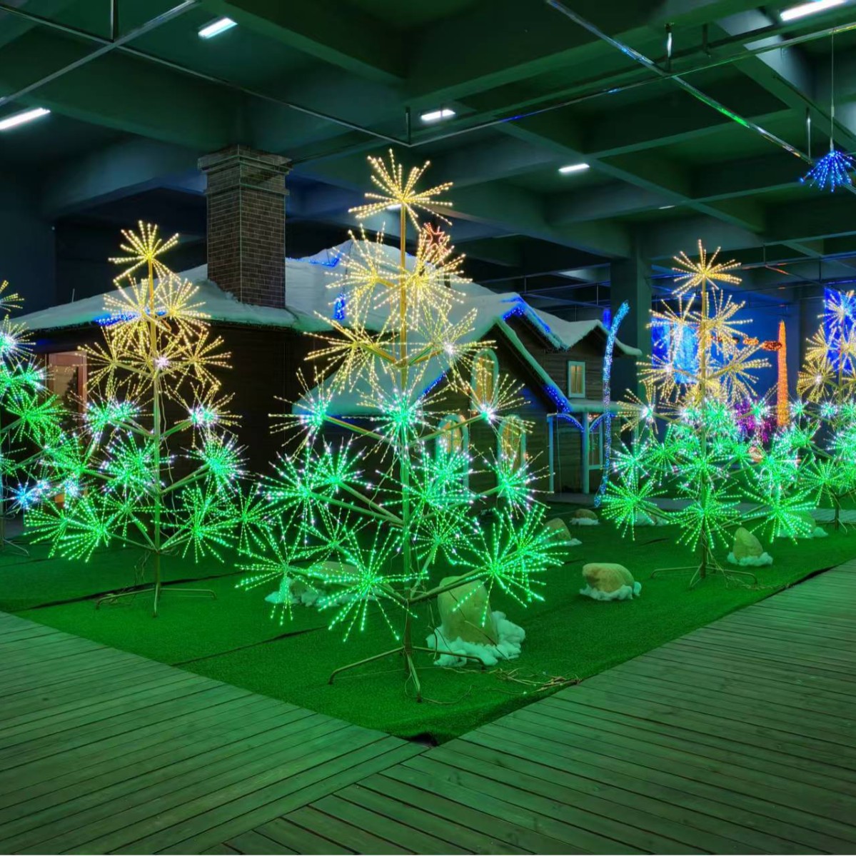 Fuegos artificiales luminosos al aire libre árbol de modelado luz de Año Nuevo Fuegos artificiales de Navidad iluminación paisaje lámpara de decoración de césped