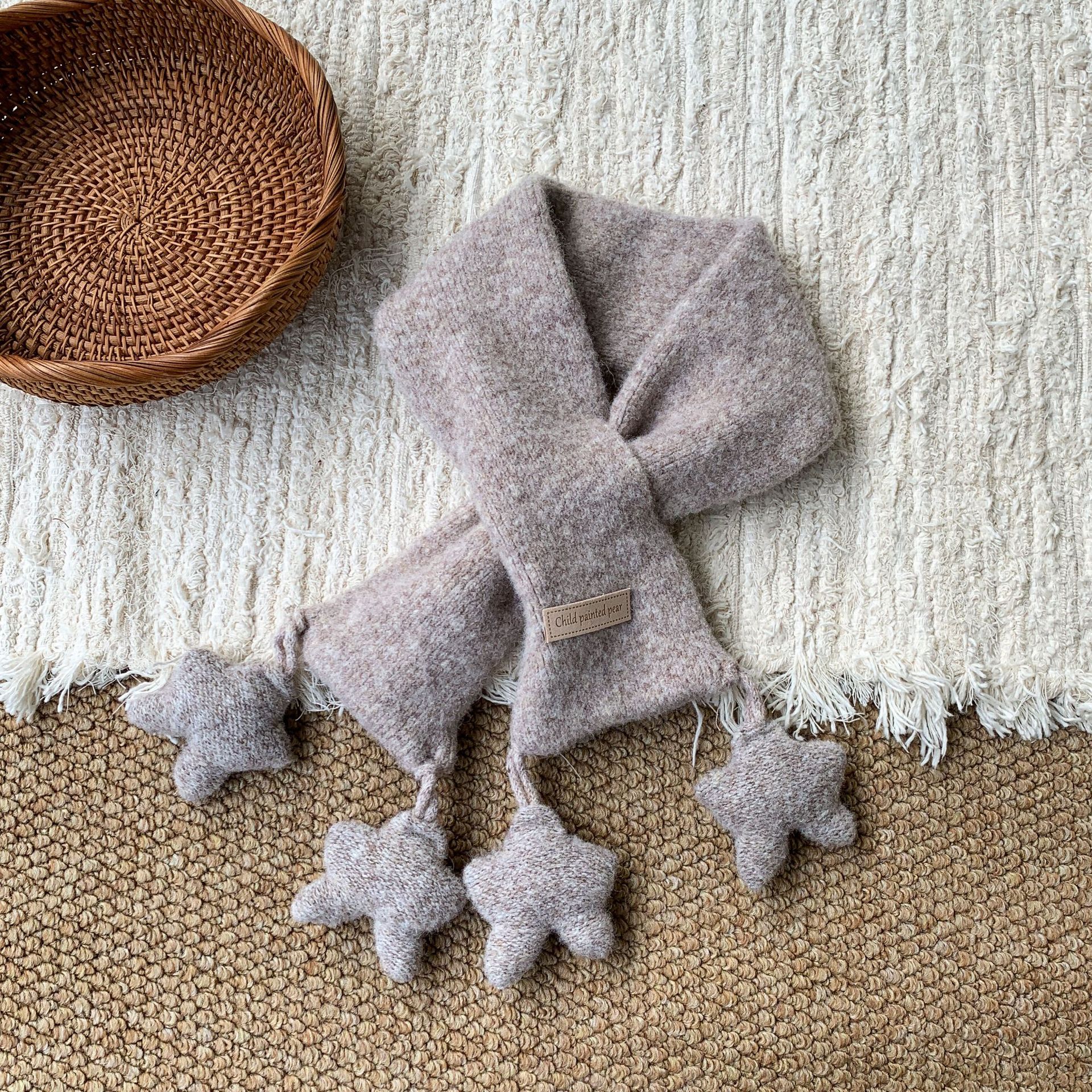 Bufandas de invierno para niños 2025 nuevo engrosado calentamiento estrellas de lana de punto para niñas baby bib