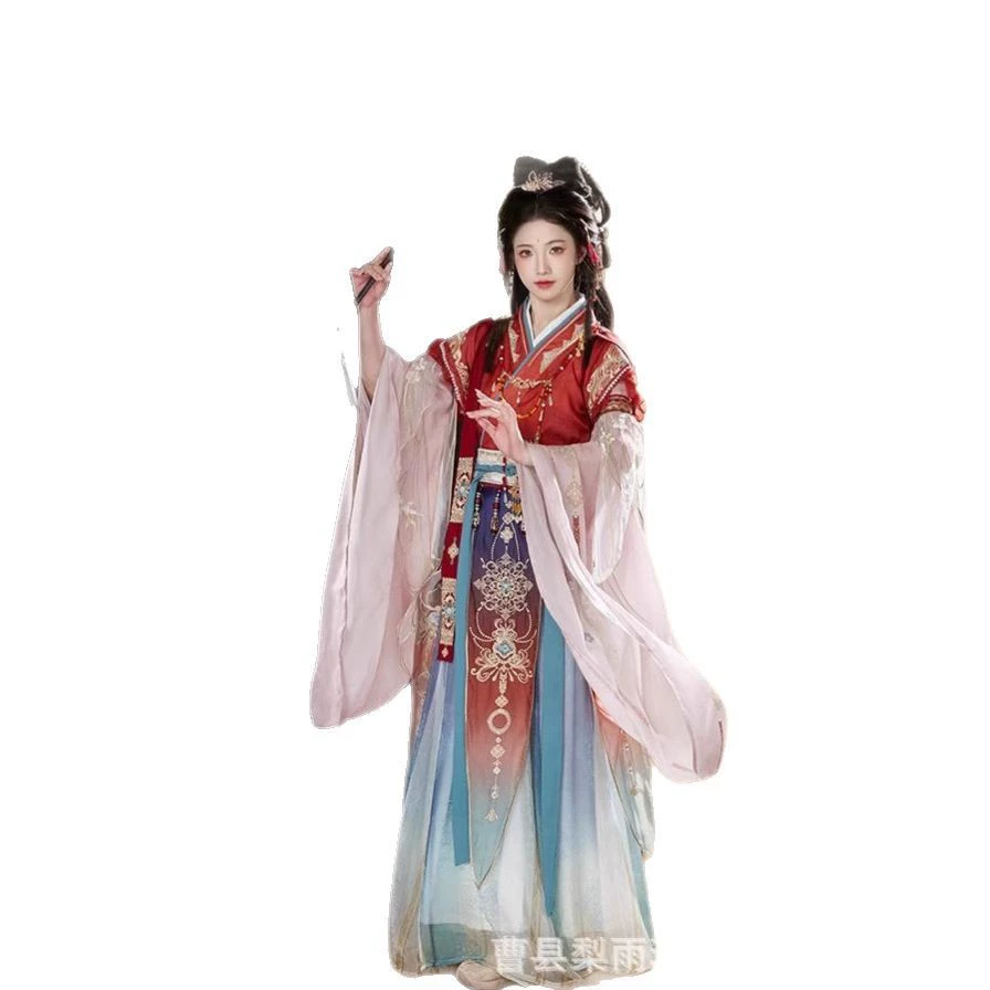 汉服女【洛神】南北朝魏晋风神仙服重工刺绣大袖衫改良春夏新款