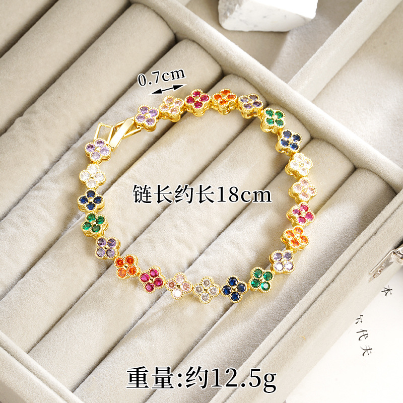 Brazalete de oro de arena transfronteriza galvanizado de oro de 18 quilates, flores de cuatro hojas, brazalete cuadrada redonda, joyería de lujo al por mayor