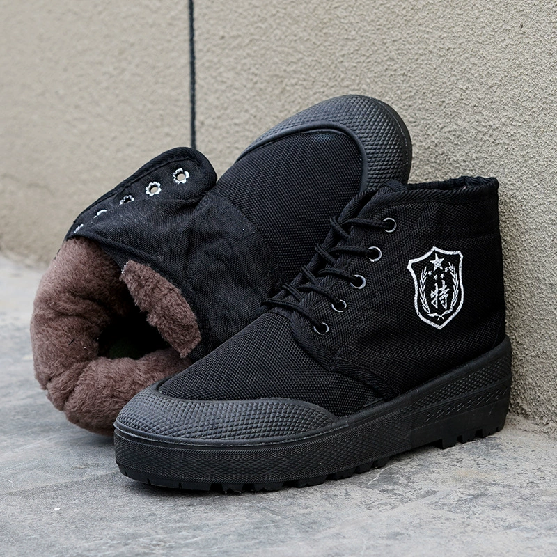 Поколение зимних высоких утолщенных участков на флисовой подкладке, теплое освобождение, Мужская охрана труда, хлопчатобумажная обувь для холодильных камер, резиновая обувь, тренировочная обувь
