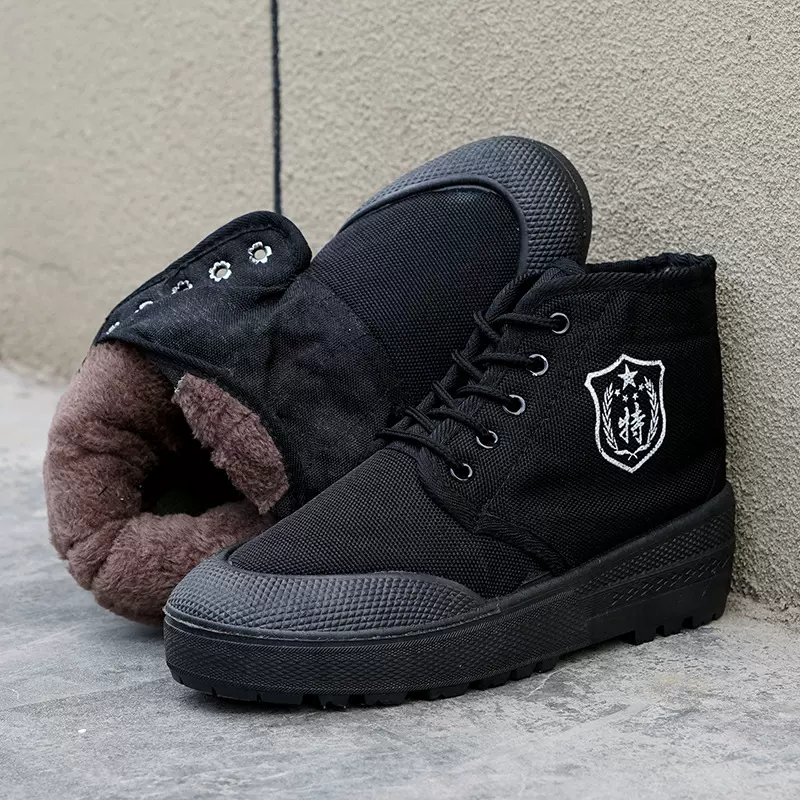 一件代发冬季高帮加绒加厚工地保暖解放男劳保冷库棉鞋胶鞋作训鞋