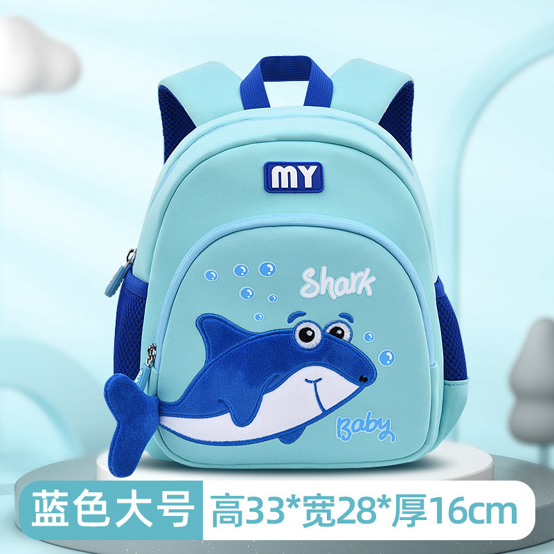 Nuevo tiburón lindo kindergarten Mochila pequeña, mediana y gran clase de protección de la columna vertebral material de buceo niños mochila fabricante en stock