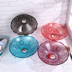 Creative Light Luxury Nordic Style Lace Geometric Thick Snack Fruit Storage Living Room Transparent Fruit Bowl