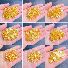 久不掉色磨砂沙金铃兰花五帝钱币福字元宝吊坠隔珠diy配件手链女