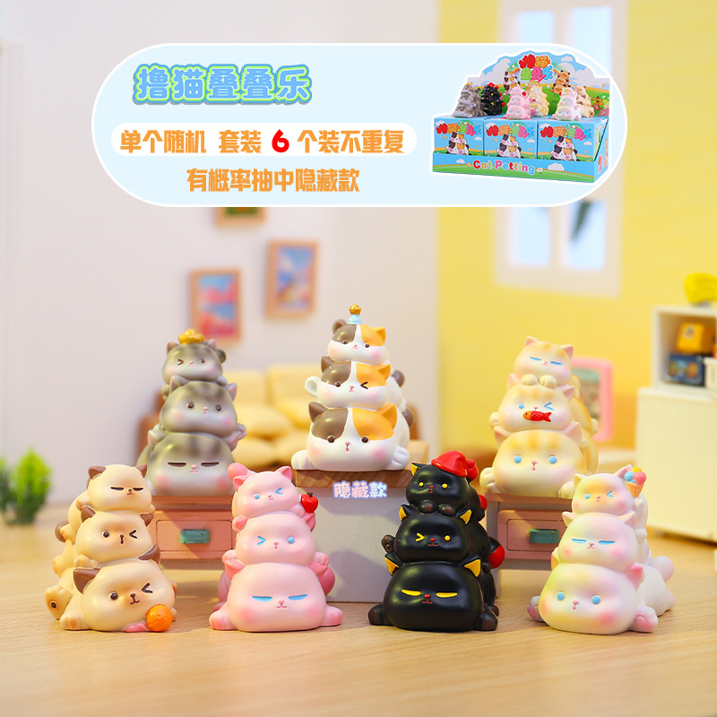 小紅書で人気の猫型PAI小物、毎日のお供、ブラインドボックス、クリエイティブな漫画フィギュア、デスクトップデコレーション、ギフト