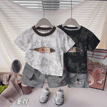 男小童拉链猫短袖套装2026新款儿童夏装宝宝两件套男童夏季时尚