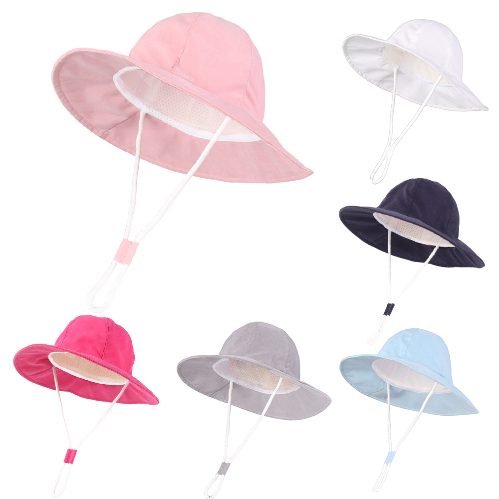 2025朗真春夏新款纯色太阳帽 遮阳防晒宝宝户外出游可调节帽子