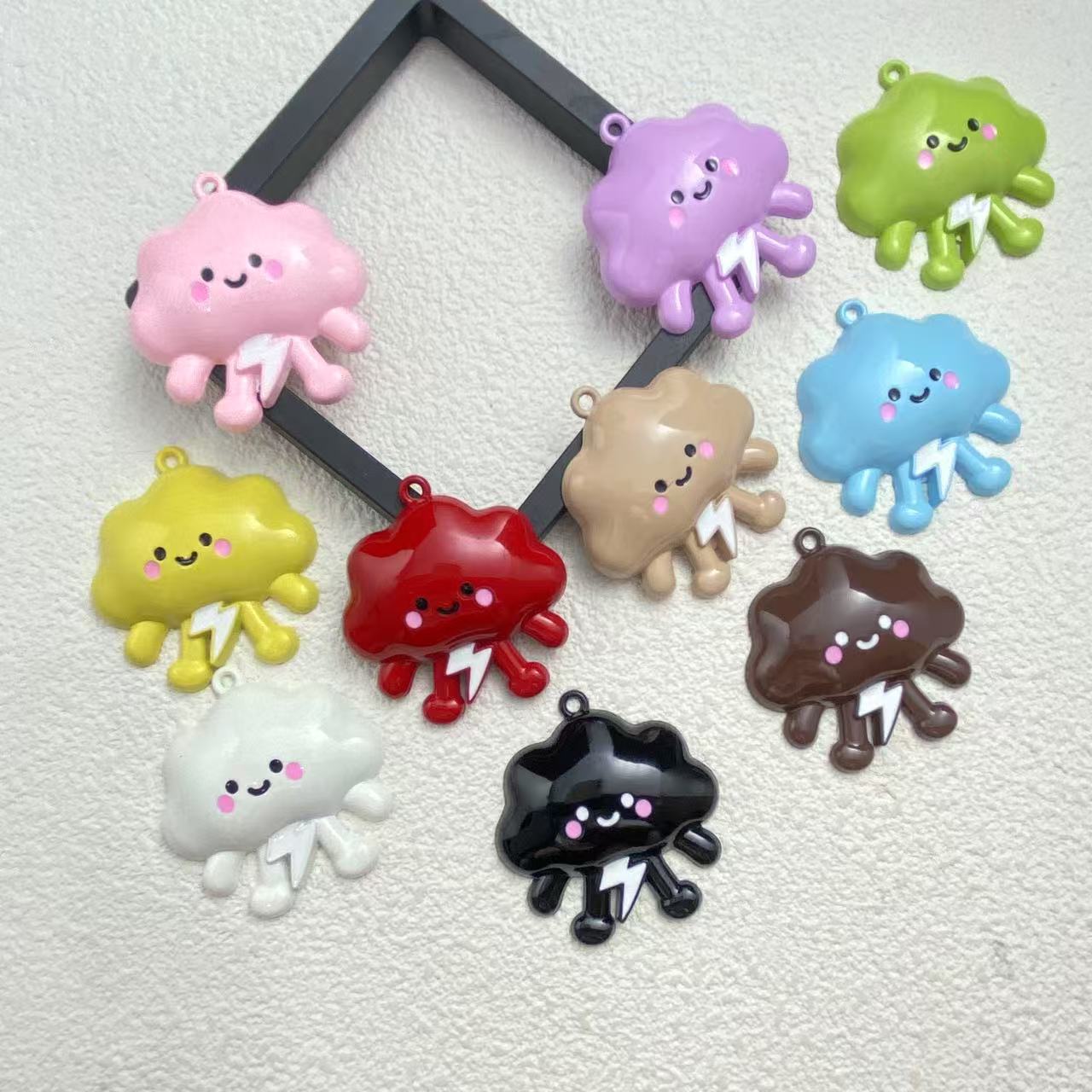 Cute Yellow Cloud Five-Pointed Star Alloy Accessories DIY Cream Glue Mobile Phone Case Keychain Pendant Pendant Jewelry