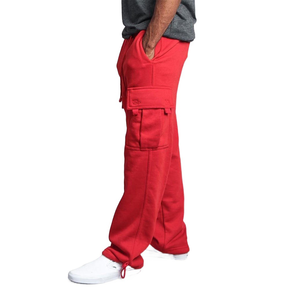 Men's Clothing new men's multi pocket overalls Autumn and winter brushed casual cuffed trousers for men_voghion.com