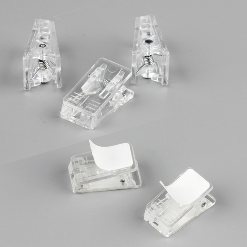 Mini transparent thickened acrylic document holder plastic badge holder brand PP clip self-adhesive clip with double-sided adhesive clip