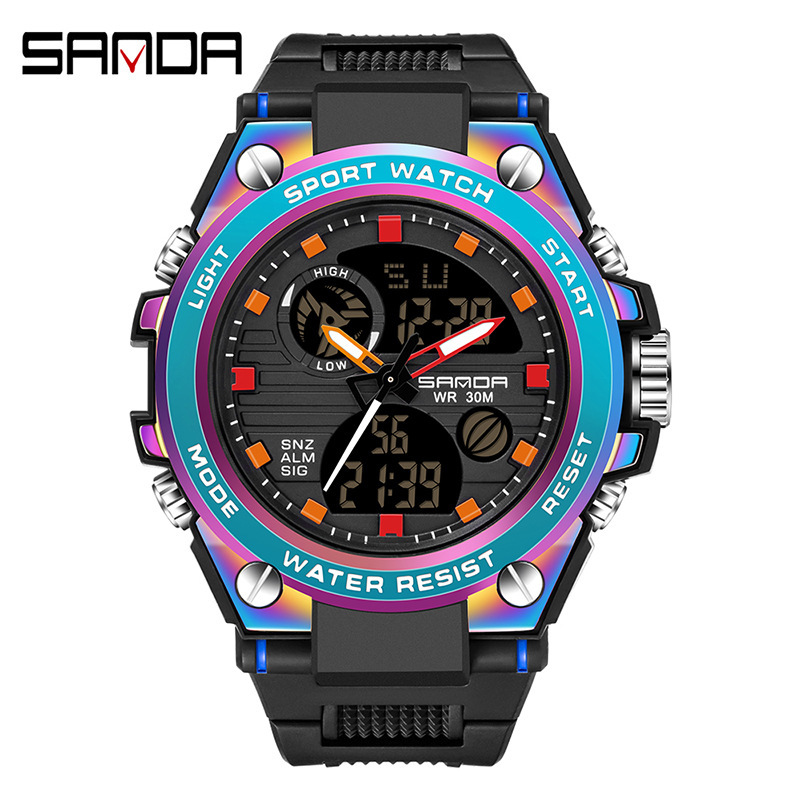 SANDA 739 colorido multifuncional impermeable reloj deportivo electrónico e-commerce de una sola pieza de generación de reloj deportivo mágico