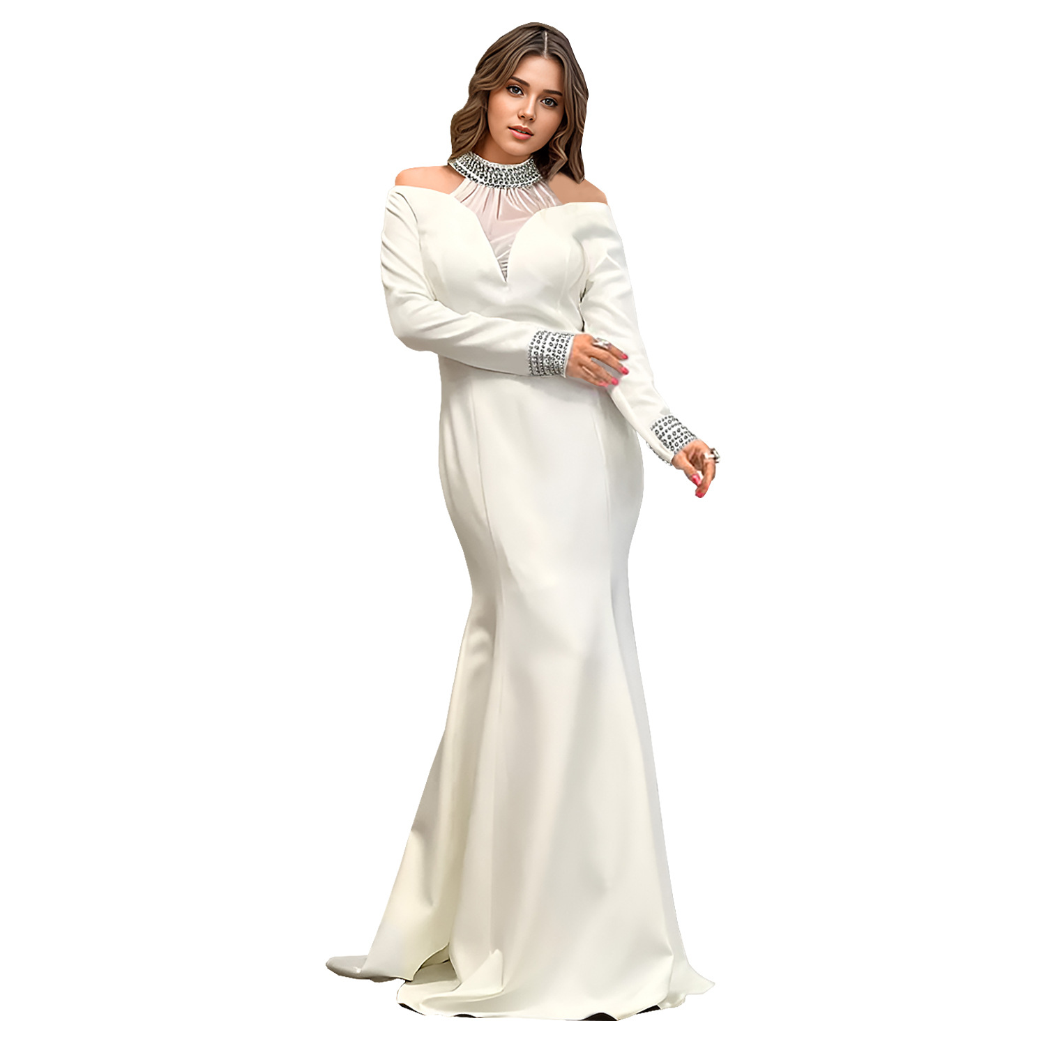 C7270 Aliexpress transfronterizo Amazon Europa y América de moda de mujer elegante bolso delgado brazo caliente vestido de color sólido