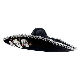 In-Stock Mexican Novelty Wide-Brimmed Hat Halloween Mexican Heat-Pressed Skull Felt Hat Mexican Hat