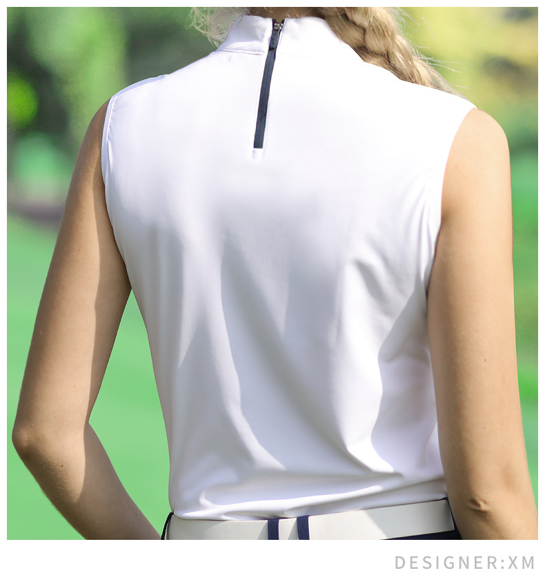 Áo thun không tay nữ golf PGM co giãn nhanh khô — Áo thun không tay nữ YF398 màu đen, Áo thun nữ không tay YF398 màu trắng, Áo thun nữ không tay YF398 màu xanh nhạt chi tiết 11
