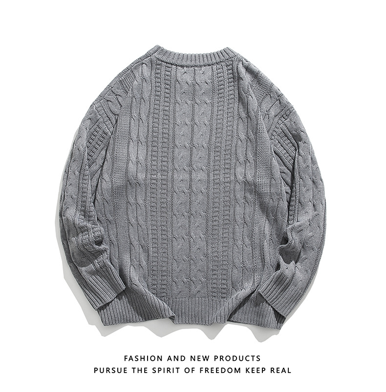 Trendy Men's Knitted Sweater Versatile Solid Colour Winter Style_voghion.com