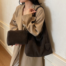 秋冬磨砂质感托特子母包女包2025新款大容量百搭单肩包通勤斜挎包