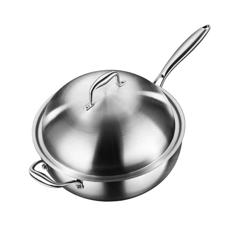 Alemán wok profundización 316 acero inoxidable no recubierto antiadherente pan hogar estufa de gas de fondo plano Cocina de Inducción WOK