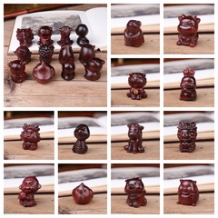 紫檀木卡通十二生肖手把件木雕掛件文玩工藝品景區地攤熱銷實木擺