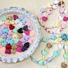 亚克力实色AB镀彩兔耳朵爱心直孔散珠子diy手机链包挂发饰品配件