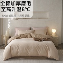 100支磨毛长绒棉床单四件套100%全棉磨毛床笠四件套纯棉加厚磨毛