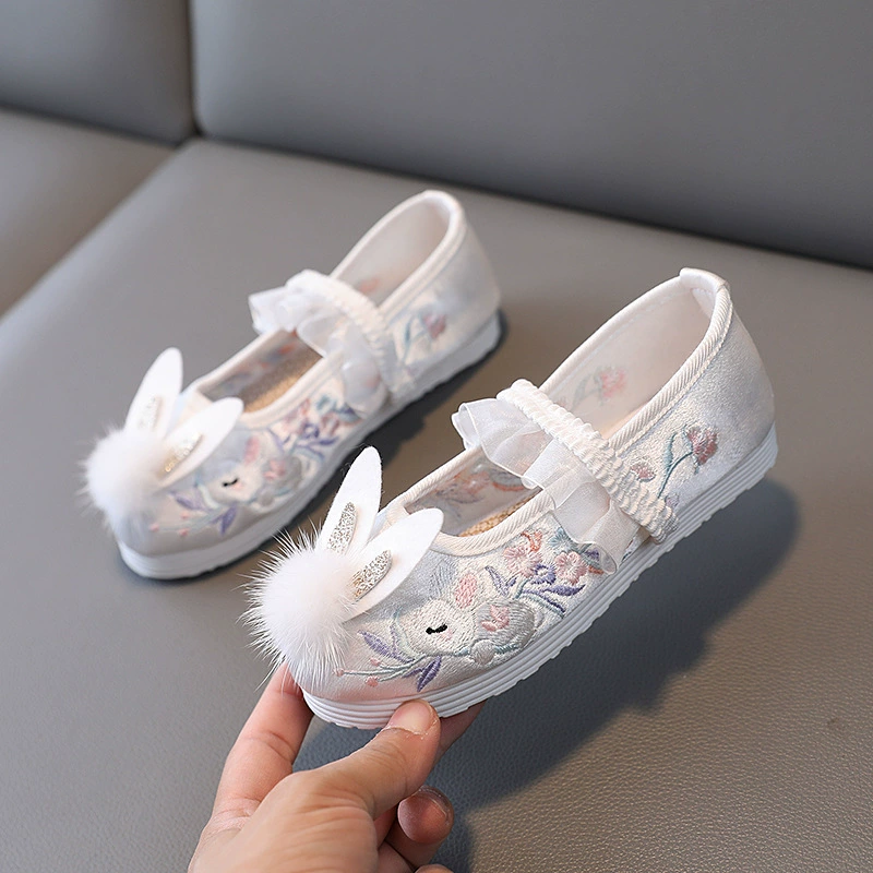 [Nap Rabbit] Детская обувь ханьфу в китайском стиле, обувь с вышивкой, Детская Тканевая обувь ручной работы, костюм, танцевальная обувь для девочек