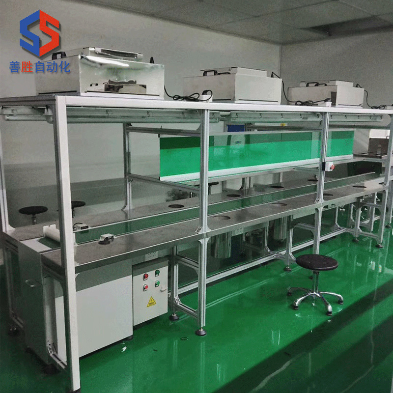 定做双边工位装配流水线生产线组装线皮带线环形转弯自动化输送线