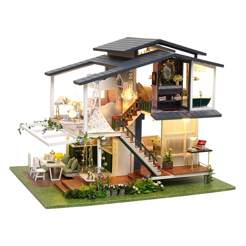 Casa de Juegos Inteligente, Jardín de Monet, Juguete de Construcción DIY, Modelo de Villa para Armar, Regalo de Cumpleaños, Ensamblaje Eléctrico