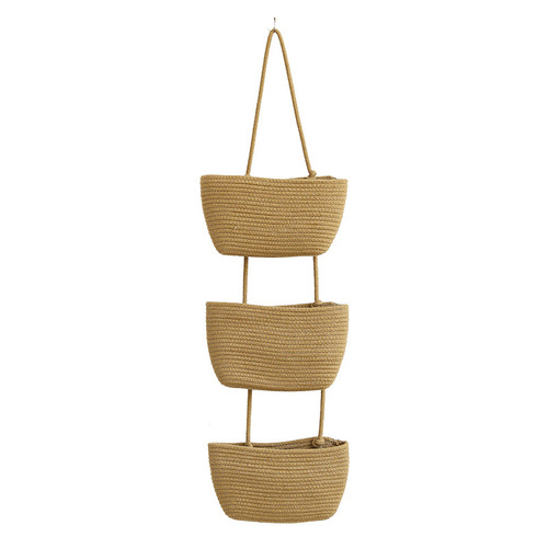 Wall-mounted hanging basket to store and organize debris, cotton thread hanging basket, decorative wall storage basket, three-layer household home hanging