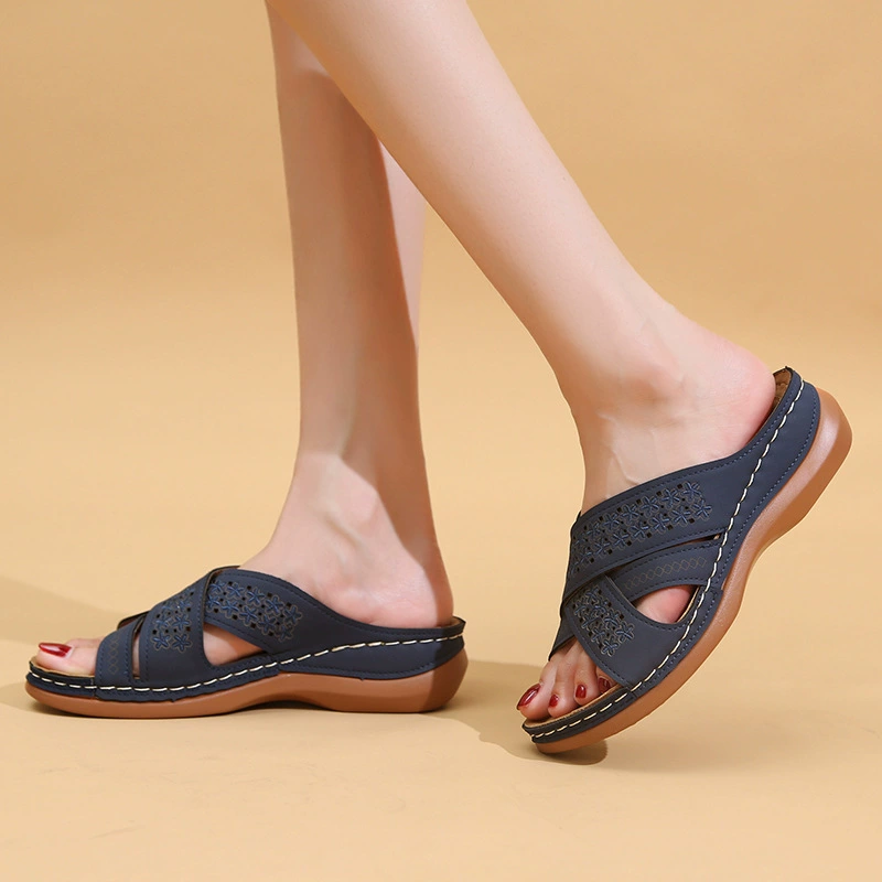2021 Новая мода высокие каблук sandals для женщин внешняя одежда рыбья рта полый женские тапочки с толстой подошвой клинья каблук sandals для женщин