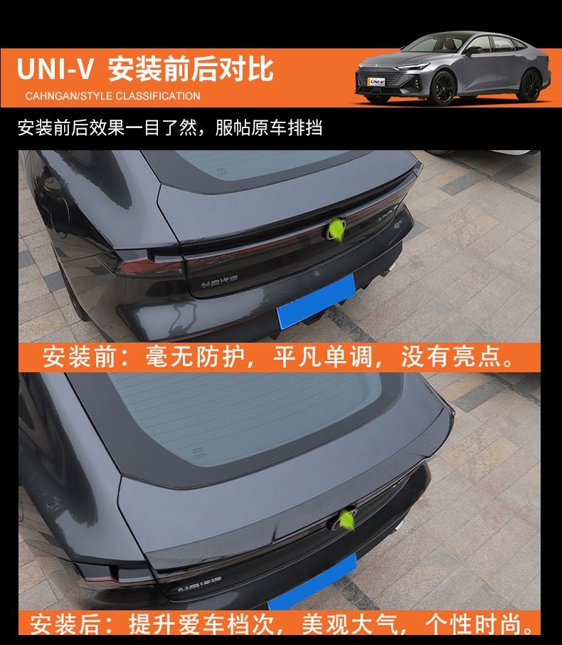 Suitable for Changan Univ Windproof Rear Wing Car Modification Fixed Wind Wing Spoiler Wing No-Drill Accessories