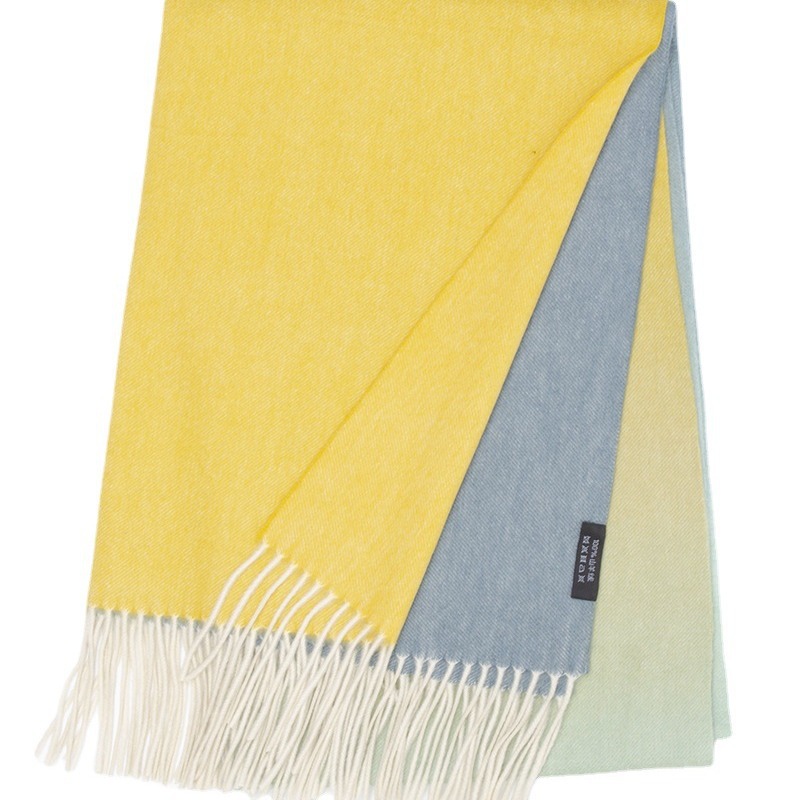 Mongolia Interior nuevo 60 ancho bufandas de cachemira pura otoño y invierno grueso Europa y América color gradiente agua ondulado chal