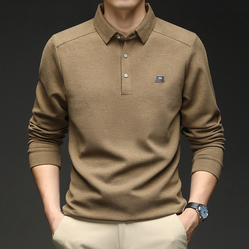 Popular Long-Sleeve T-Shirt Base Layer Autumn Middle-Aged Men's High-End Seamless Fashion Polo Casual Collared Top Cross-Border Popular Long-Sleeve T-Shirt Base Layer Autumn Middle-Aged Men's High-End Seamless Fashion Polo Casual Collared Top Cross-Border