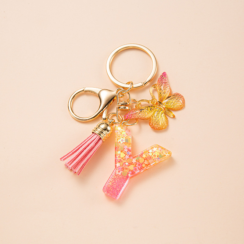 24g Weight Bag Pendant, Keychain Classification 1 Piece Quantity Holiday, Daily Occasion Resin Material Letter, Butterfly Pattern Unisex Gender Elegant, Commute Style Elegant Commute Letter Butterfly Resin Unisex Bag Pendant Keychain 8