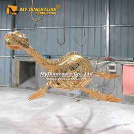 仿真金骨架镀金蛇颈龙悬挂式摆件 玻璃钢骨骼模型橱窗室内装饰