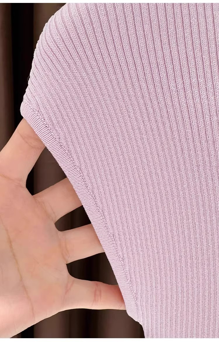 Women's Slim-Fit Short Sleeve Top Ice Silk Cropped Tee Soft Stretchy Casual Shirt for Summer with Flutter Sleeves_ecoleips.com