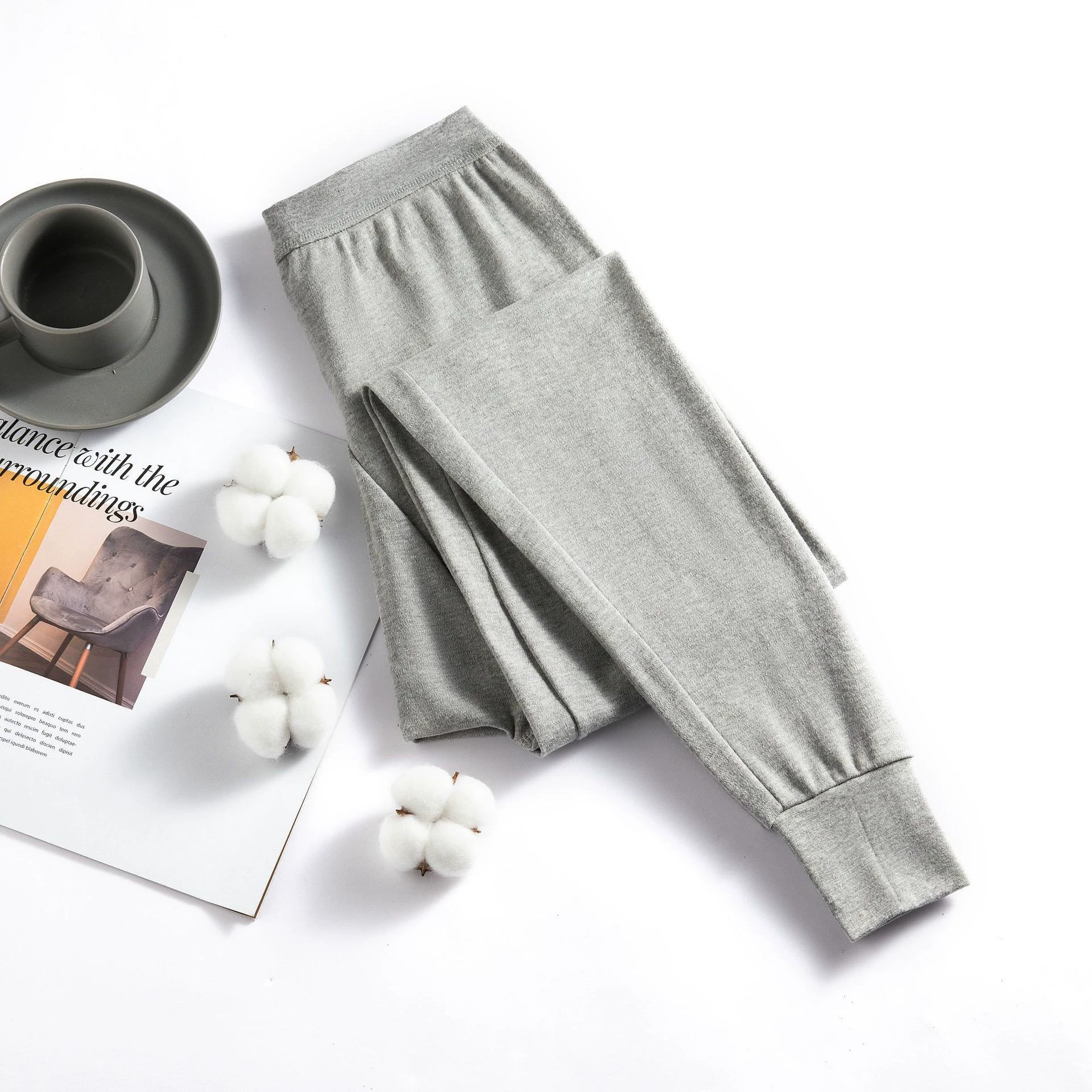 Мужские тонкие термобрюки из чистого хлопка для осени и зимы, свободного кроя, подходят для мужчин среднего и старшего возраста.