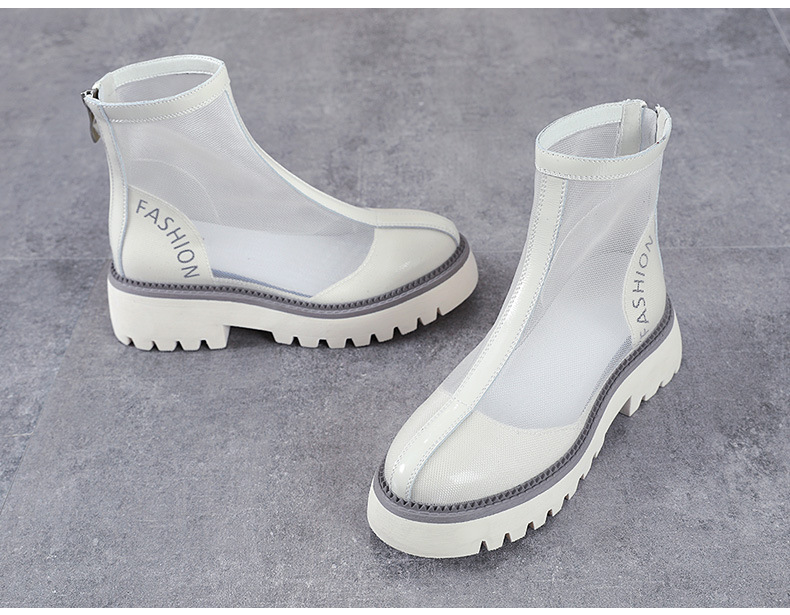 Boot lưới Martin nữ da bò thật đế bằng, kiểu dáng lỗ rỗng thoáng khí — Màu be chi tiết 11