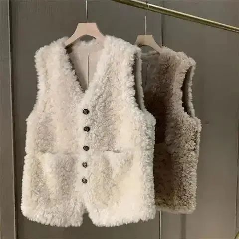 羊羔毛马甲女皮毛一体2025春秋新款洋气外穿百搭加厚马夹网红外套|undefined