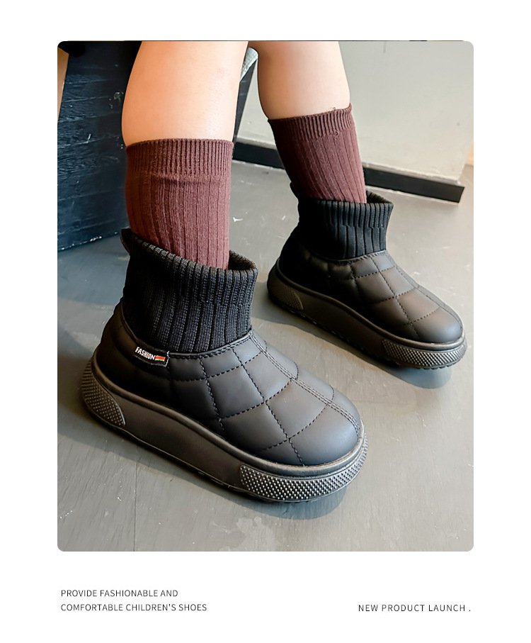 Kinder-Stiefel aus Samtbaumwolle, Winter 2025, neue Socken und Stiefel für Jungen und Mädchen, warm und dick gefüttert, Schneestiefel_voghion.com